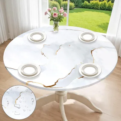 Imagen del producto de Mantel elástico redondo, de 120 cm de diámetro, lavable, ideal para jardín y camping
