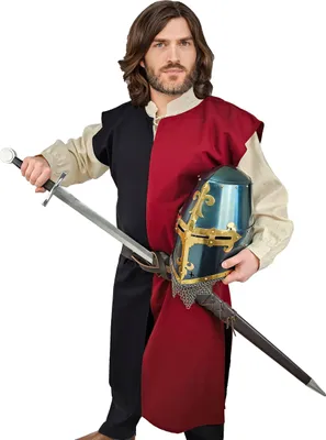 Produktbild von Mittelalter Wappenrock Rot / Schwarz "Enzio" L/XL