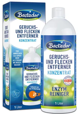 Produktbild von Bactador Enzymreiniger Konzentrat 1L - Geruchsentferner & Fleckenentferner, mikrobiologischer Geruchsneutralisierer