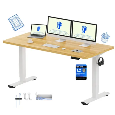 Obrázek produktu pro FLEXISPOT EN1 Výškově nastavitelný stůl 160 x 80 cm, nosnost 100 kg, s ochranou proti kolizi, jednodílná deska stolu, 4 paměťové funkce (javor)