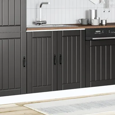 Produktbild von vidaXL Spülenunterschrank Lucca Schwarz Holzwerkstoff