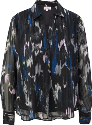 Produktbild von 28365 S. Oliver, , Damen Bluse Hemd Shirt Tunika, Satin, schwarz bunt gemustert, 36