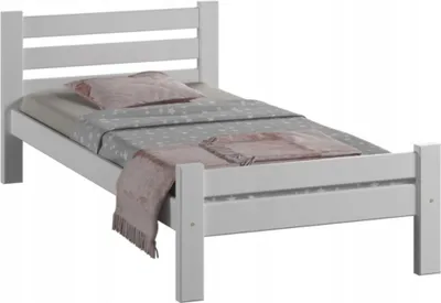 Produktbild von Massivholzbett, Einzelbett mit dicken Beinen & sicherem Lack 210x102x72 cm, Weiß