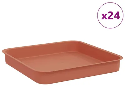 Produktbild von vidaXL Quadratisches Blumentablett 24 stk. Ziegelrot 15 x 15 x 2 cm