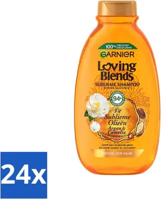 Productafbeelding van Garnier Loving Blends Shampoo met Argan- en Cameliabessenolie, 300 ml - Voordeelverpakking - 24 stuks