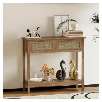 Produktbild von Konsolentisch mit Rattan-Schubladen und Ablage im Boho-Stil