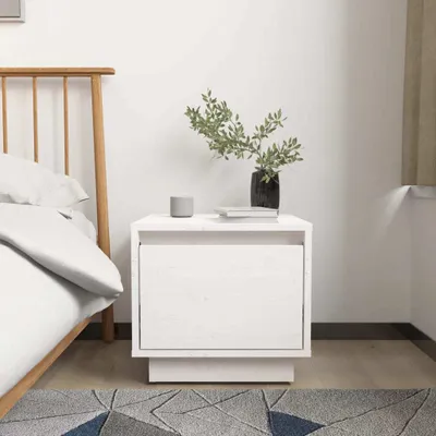 Obrázek produktu pro vidaXL Noční stolek bílý 35x34x32 cm Masivní borovicové dřevo