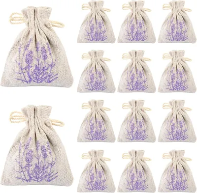 Produktbild von 14 Lavendelsäckchen, Duftsäckchen für Kleiderschränke, gefüllt mit 140 g getrockneter Lavendel, 8 x 10 cm, Baumwollbeutel mit Kordelzug für Schrank, Schublade, Auto
