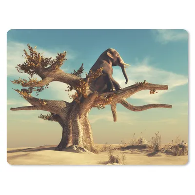 Produktbild von MuchoWow® Mauspad Mousepad Elefant - Baum - Natur - Wüste 23x19 cm - Mousepads - Maus Mat - Pad - Mausunterlage - Schreibtischunterlage - Mauspad