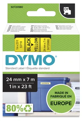 Obrázok produktu pre DYMO D1 - Štandardné etikety - čierna na žltej - 24 mm x 7 m