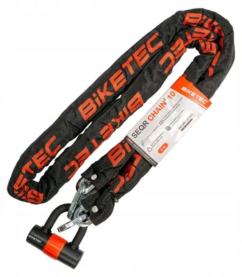 Produktbild von Fahrrad-Motorrad Sicherheitsschloss BIKETEC SEQR Kette 2m mit 3 Schlüsseln