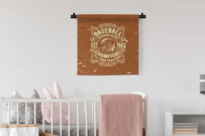 Produktbild von MuchoWow® Wandteppich Wandbehang Jahrgang - Baseball - Braun 60x60 cm Tapisserie Dekoration Wandtuch - Dekorationen - Wand Decke