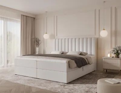 Produktbild von Emlar Boxspringbett Cansas 180x200 - Komplett-Set mit Matratze und Topper - Polsterbett mit Bettkästen - Boxspringbett Weiß (Quelle 01)