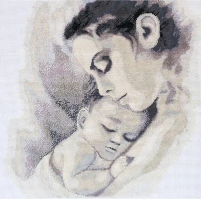 Produktbild von Abris Art Kreuzstich Set "Die Wärme der Mutterschaft", Zählmuster, 30x30cm
