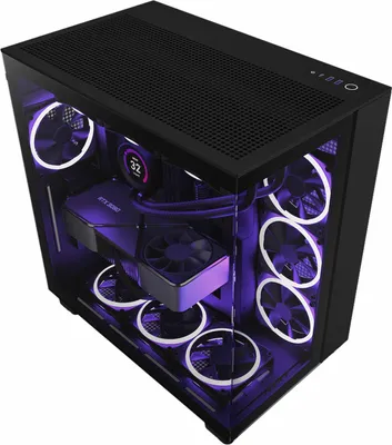Produktbild von NZXT H9 All Black - Midi Tower - PC - čierna - ATX - micro ATX - Mini-ITX - oceľ - tvrdené sklo - 16,5 cm