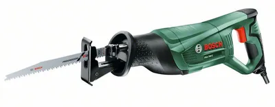 A Bosch reciprocating saw is shown against a white background.