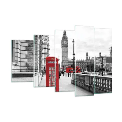 Produktbild von Bilder auf glas - 5 Teile - Schuppen Telefon London - 150x100cm - Glasbilder - Wandbilder - Bilder - zum Aufhängen bereit - Wanddekoration aus Glas - Glas Bilder - Wandbild auf Glas - GEG150x100-4326