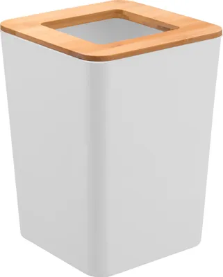 Image de bremermann Seau à cosmétique calvi en bambou et plastique | Poubelle | Poubelle 5,5 litres, blanc