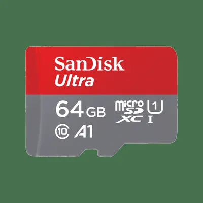 Immagine prodotto di SanDisk Ultra microSD, 64 GB, MicroSDHC, Classe 10, UHS-I, 100 MB/s, Grigio, Rosso