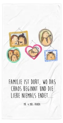Produktbild von Mr. & Mrs. Panda Handtuch Igel Familie - Weiß - Geschenk, Frottee-Handtuch, Duschhandtuch, Badehandtuch, Bilder, Liebe, Strandtuch, Muttertag, Mama, Großes, Bruder