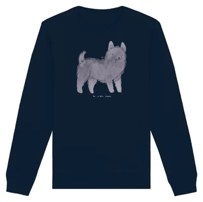 Produktbild von Mr. & Mrs. Panda Bio Baumwoll Pullover Schipperke Moment Größe M - French Navy - Geschenk, Pulli, Belgische Hunderasse, Sweatshirt, Sweater