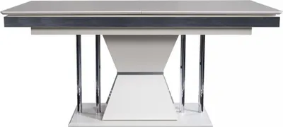 Produktbild von Casa Padrino Luxus Art Deco Esstisch Weiß / Grau / Silber 164 x 92 x H. 77 cm - Esszimmertisch - Küchentisch - Edle Art Deco Esszimmer Möbel