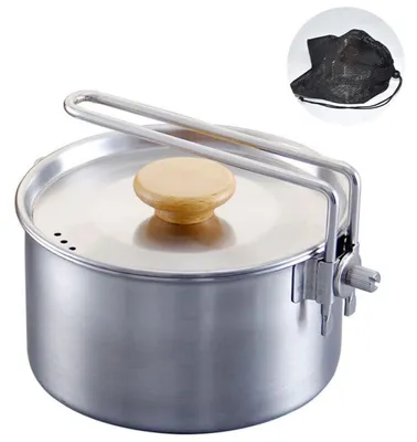 Obrázok produktu pre Nerezový hrniec Camping Topf s pokrievkou a skladacou rukoväťou, objem 1000 ml, vhodný na turistiku a piknik