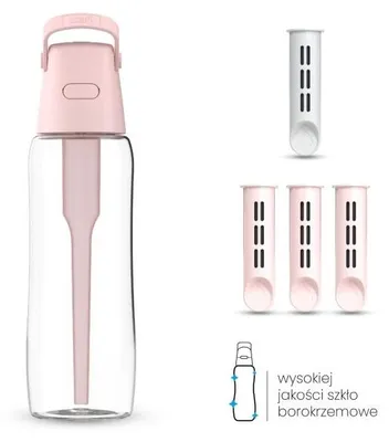Zdjęcie produktu dla Dafi Szklana Butelka Filtrująca GLASS 0,6 Baby Pink 4x Filtr