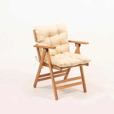 Image de Chaise de jardin réglable en bois de charme crème 45 x 43 x 89 cm 4 positions