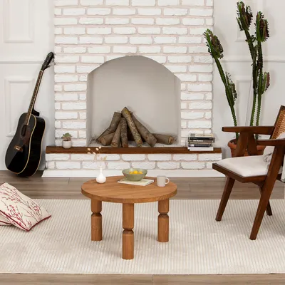 Image de Skye Decor, Ida 60 - Chesnut, table basse, 100 % BOIS MASSIF, châtaignier, 60 x 60 x 40 cm