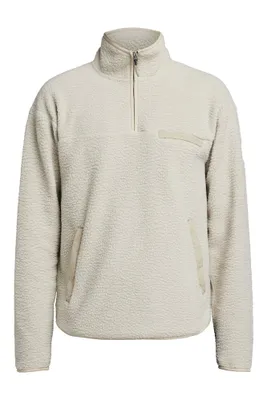 Produktbild von Tenson Fleece-Halbzip-Sweater einfarbig beige normale Passform
