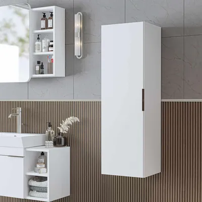 Obrázok produktu pre Skye Decor, kvalitná kúpeľňová skrinka, biela, 100% melamín, 114 cm: [Kód výrobku]