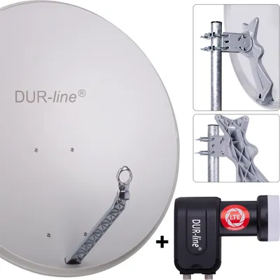 Produktbild von DUR-line Select 85/90cm Komplettanlage hellgrau + Twin LNB