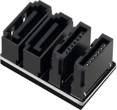 Produktbild von SATA UTurn Adapter 2x 7Pin Buchse zu 2x Stecker Kabel 360° für Mainboard SSD HDD