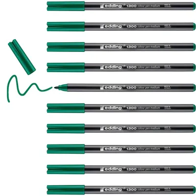 Immagine prodotto di 10x Edding 41300004 1300 Penna a colori con punta in fibra - circa 2 mm, verde