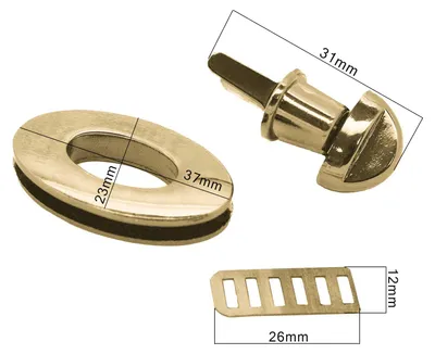 Produktbild von Set Metall Mappenverschluss Drehverschluss Mappe 27x30mm oval, Deine Farbwahl, Farbe:gold