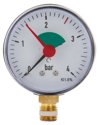 Produktbild von tecuro Heizungsmanometer 0-4 bar, Ø 63 mm - 1/4 Zoll Anschluss radial (unten)