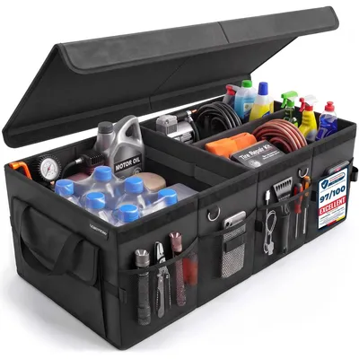 Immagine prodotto di Organizer per bagagliaio - Pieghevole - 105 L - Antiscivolo e resistente - Per auto e viaggi