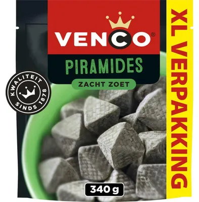Zdjęcie produktu dla Venco Piramides XL lukrecja 340g – słodko-słona, lukrecjowa przyjemność XXL