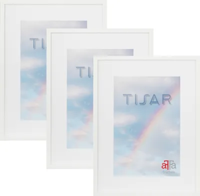 Produktbild von aFFa frames,  Tisar, Bilderrahmen aus Holz, rechteckig, mit Acrylglasfront, Weiß, 21x29,7 cm, 3er Set