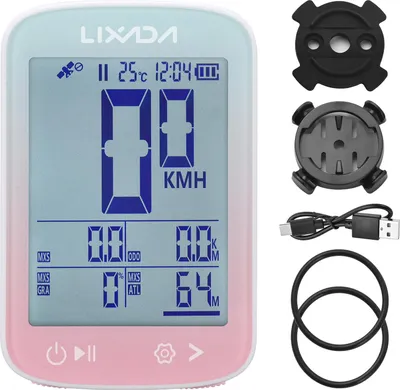 Obrázok produktu pre GPS Bike Computer Bezdrôtový bicyklový tachometer Vysoký jasný displej 5 hviezd GPS BeiDou GLONASS Galileo Bike Odometer Pink