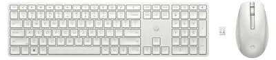 Image de HP 650 Clavier et souris sans fil, Taille complète (100%), Sans fil, RF Wireless, Membrane Key Switch, Blanc, Souris incluse