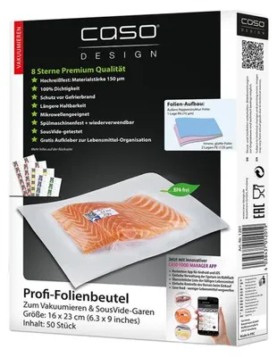Produktbild von CASO Profi- Folienbeutel 16x23cm, 50 Stück, sehr stark & reißfest, für ein optimales Vakuum