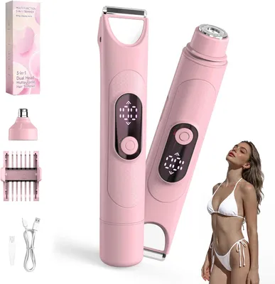 Produktbild von Damen Elektrorasierer 3-in-1, Intimrasierer für Bikini, Achseln, Beine & Gesicht, Wet & Dry, wiederaufladbar, LED-Display, Pink
