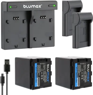 Produktbild von 2x Akku + Lader für Panasonic VW-VBN260 X920M HDC-SD800 VBN260E-K 2100 mAh