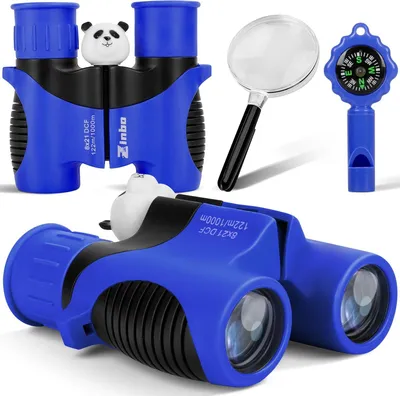 Image de Jumelles pour enfants 8x21, haute résolution, avec loupe et boussole, pour les enfants de 3 à 12 ans, idéales pour l'observation des oiseaux