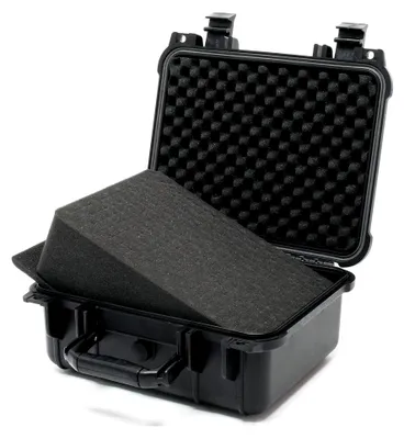Produktbild von Universalkoffer 27 x 24,6 x 12,4 cm schwarz, wasserdichter Schutzkoffer mit Druckausgleichsventil und anpassbaren Schaumstoffeinlagen