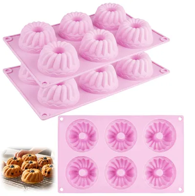 Produktbild von Mini Gugelhupfform Silikon - Antihaftbeschichtung - Gugelhupfform Silikon 6er Mulden