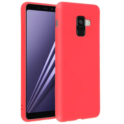 Imagen del producto de Funda de silicona (con tacto suave) para Samsung Galaxy A8, color rojo