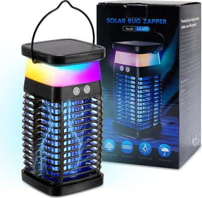 Produktbild von Peviasot 3 in 1 Solar Elektrischer Insektenvernichter UV 4W Insektenfalle Mückenlampe Fliegenfalle Moskito Mit RGB Licht USB für Zuhause, Outdoor, Camping